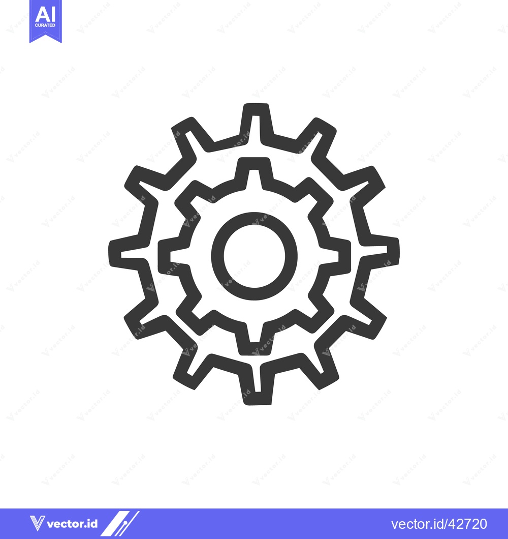 Premium Vector of Two connected gears are illustrated with black outlines on white
