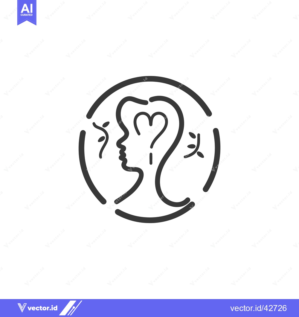 Premium Vector dari A circular logo featuring a side profile with heart and question mark