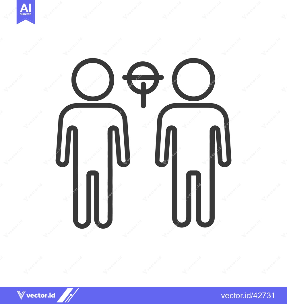Premium Vector of Two human figures stand near a target in line illustration