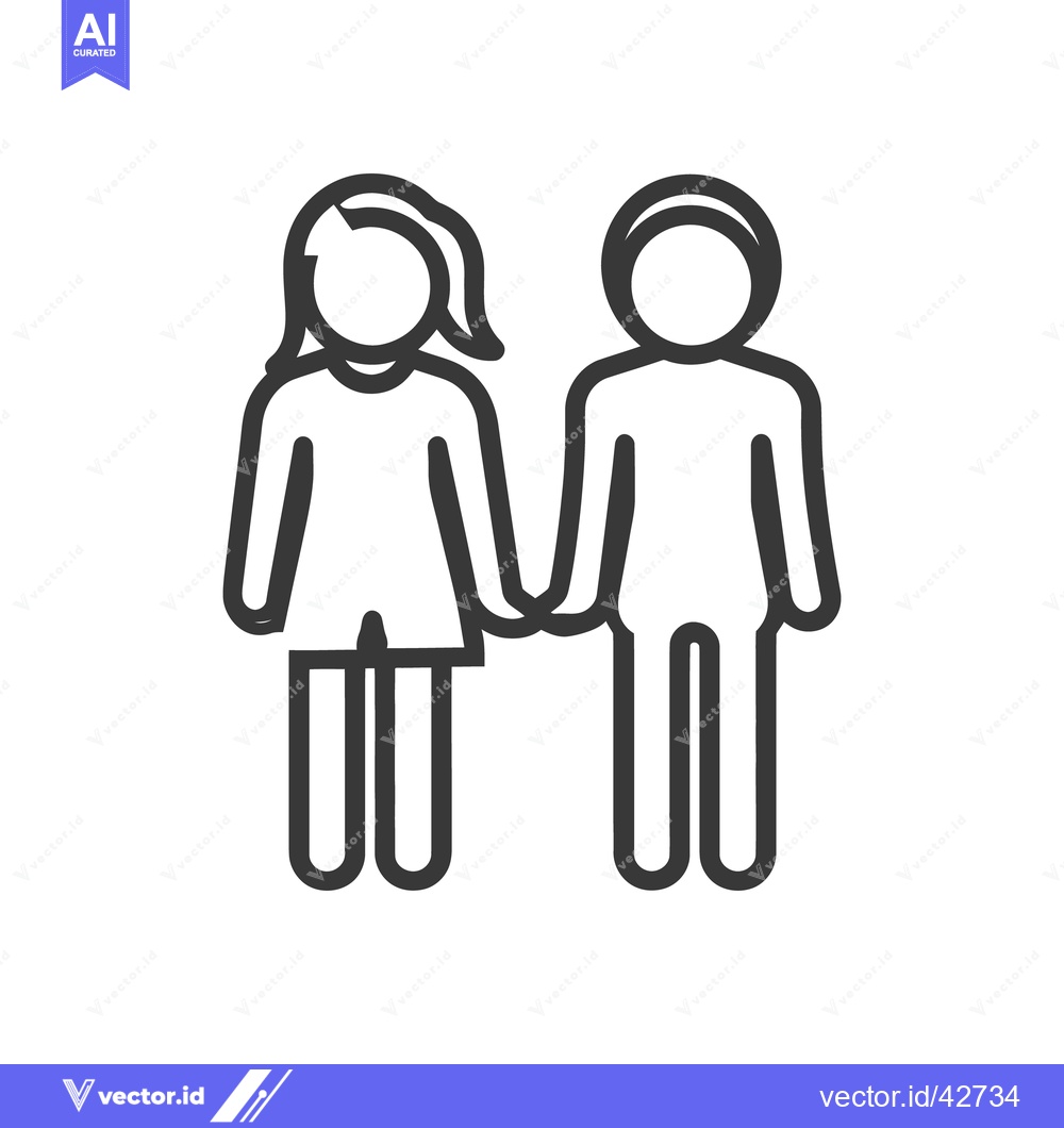 Premium Vector dari Two simple outline figures holding hands together in friendship
