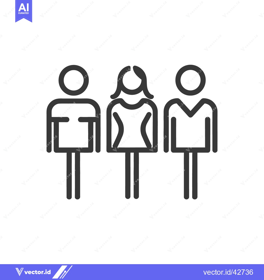 Premium Vector of Simple Line Art Depiction of a Group of Three Figures