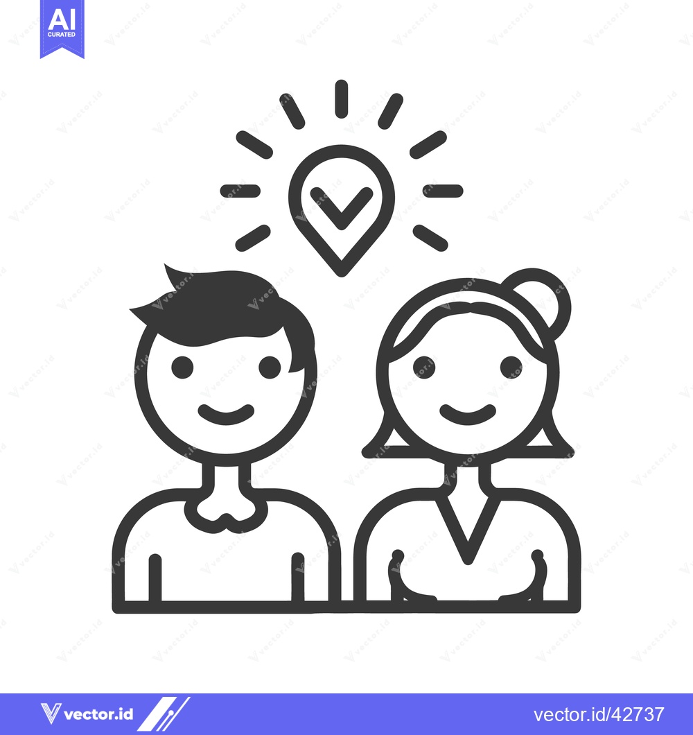Premium Vector dari A cheerful couple with a glowing icon above their heads