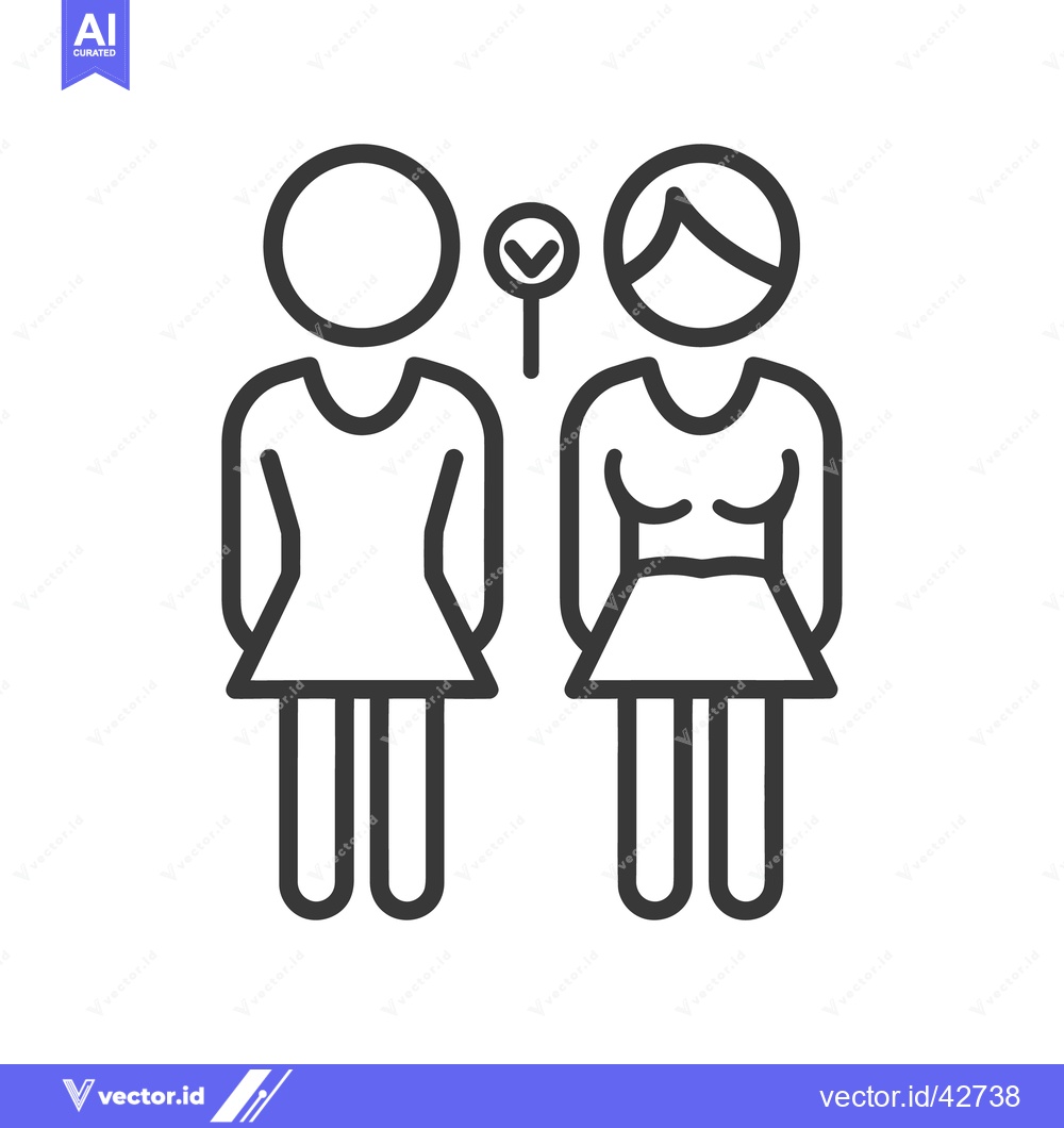 Premium Vector of Two female figures with a check mark icon between them