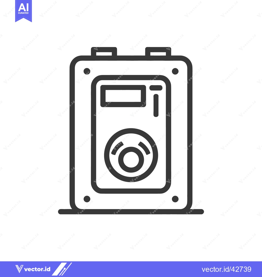 Premium Vector of Minimalist Line Art: Retro Portable Radio Icon with Speaker and Antenn