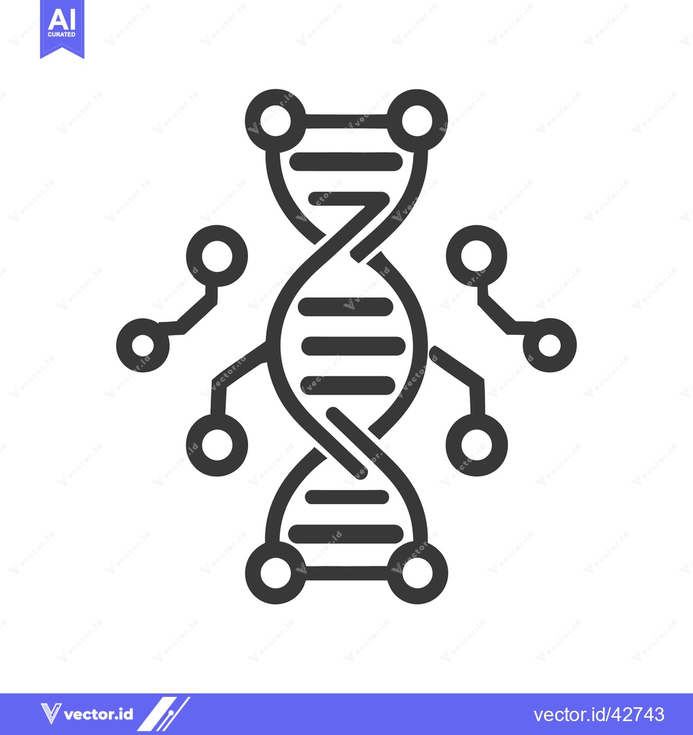 Premium Vector dari DNA Structure with Connected Nodes: Genetic Network Icon