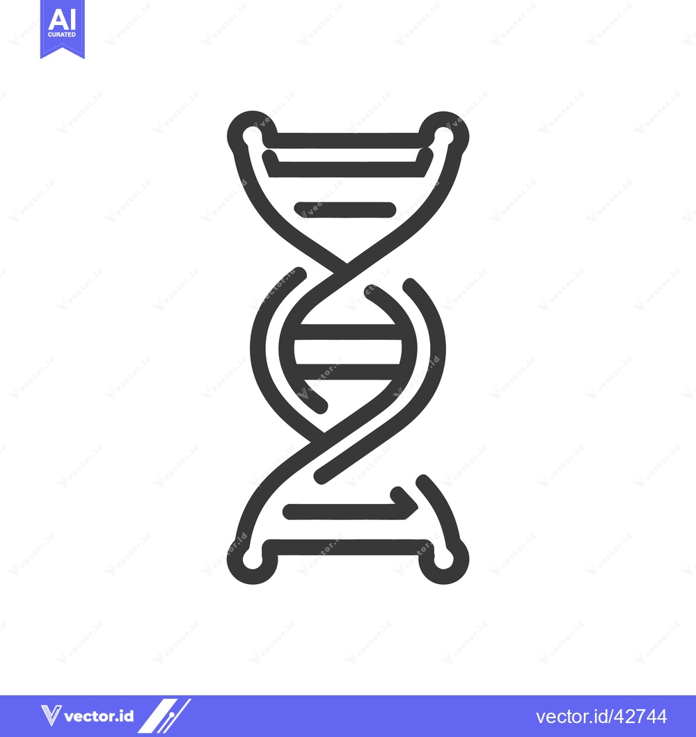 Premium Vector of Minimalist DNA Strand Icon: Bold Outline on White Background