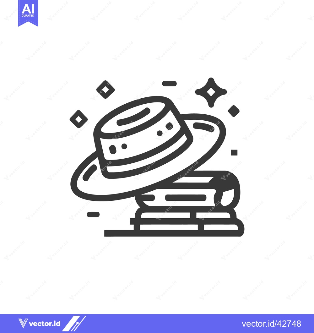 Premium Vector dari Stylish Hat on Books Icon, Minimalist Design with Sparkles