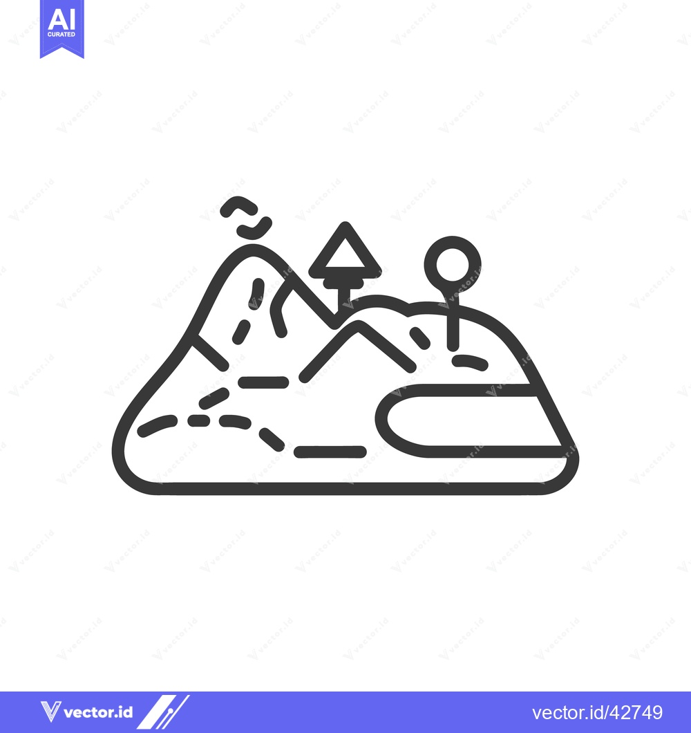 Premium Vector dari Simple line illustration depicts a stylized landscape with markers on
