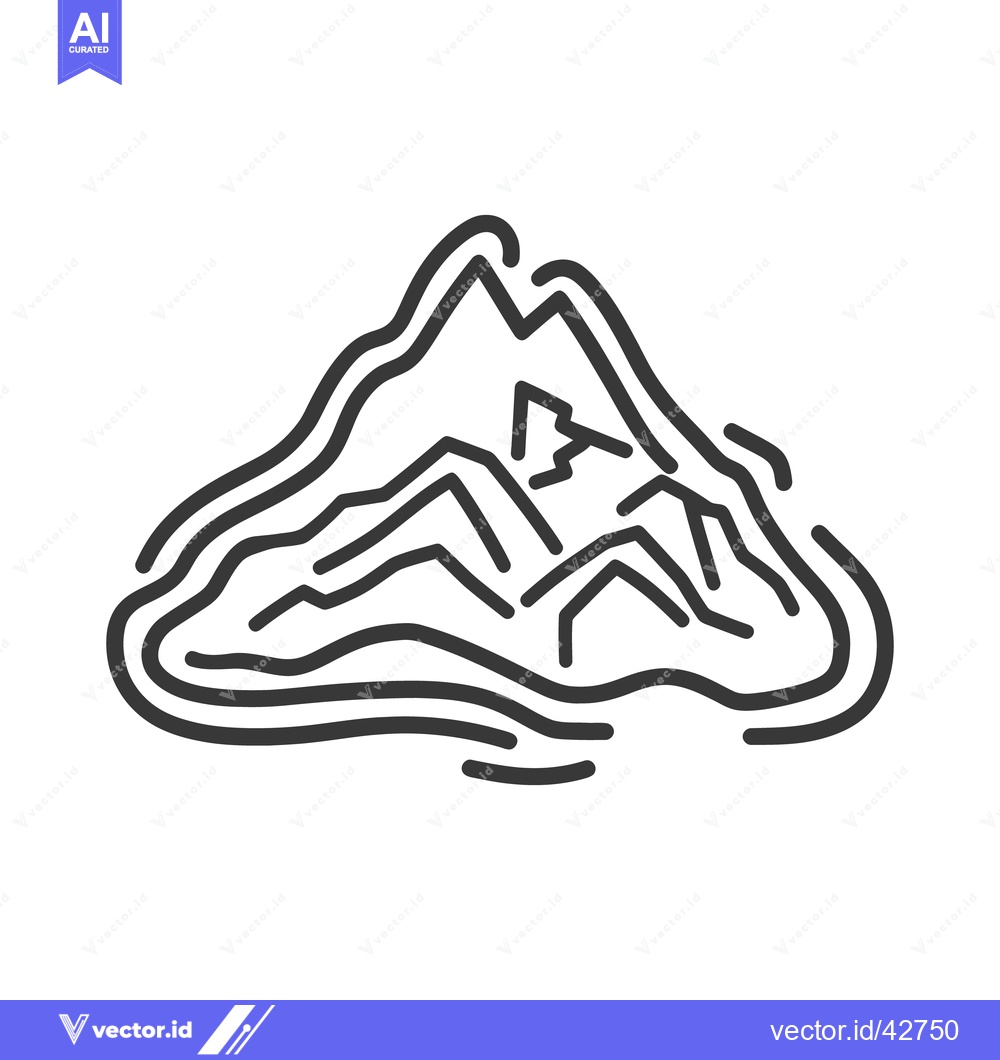 Premium Vector dari A simple outlined image depicts a stylized mountain range