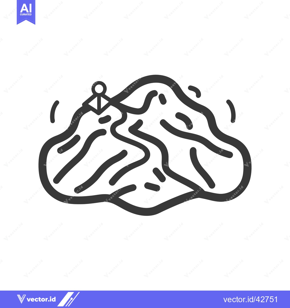 Premium Vector of A simple graphic depicting a mountain with a trail map