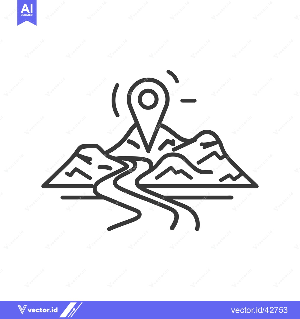 Premium Vector of A topographical map showing a river and location marker