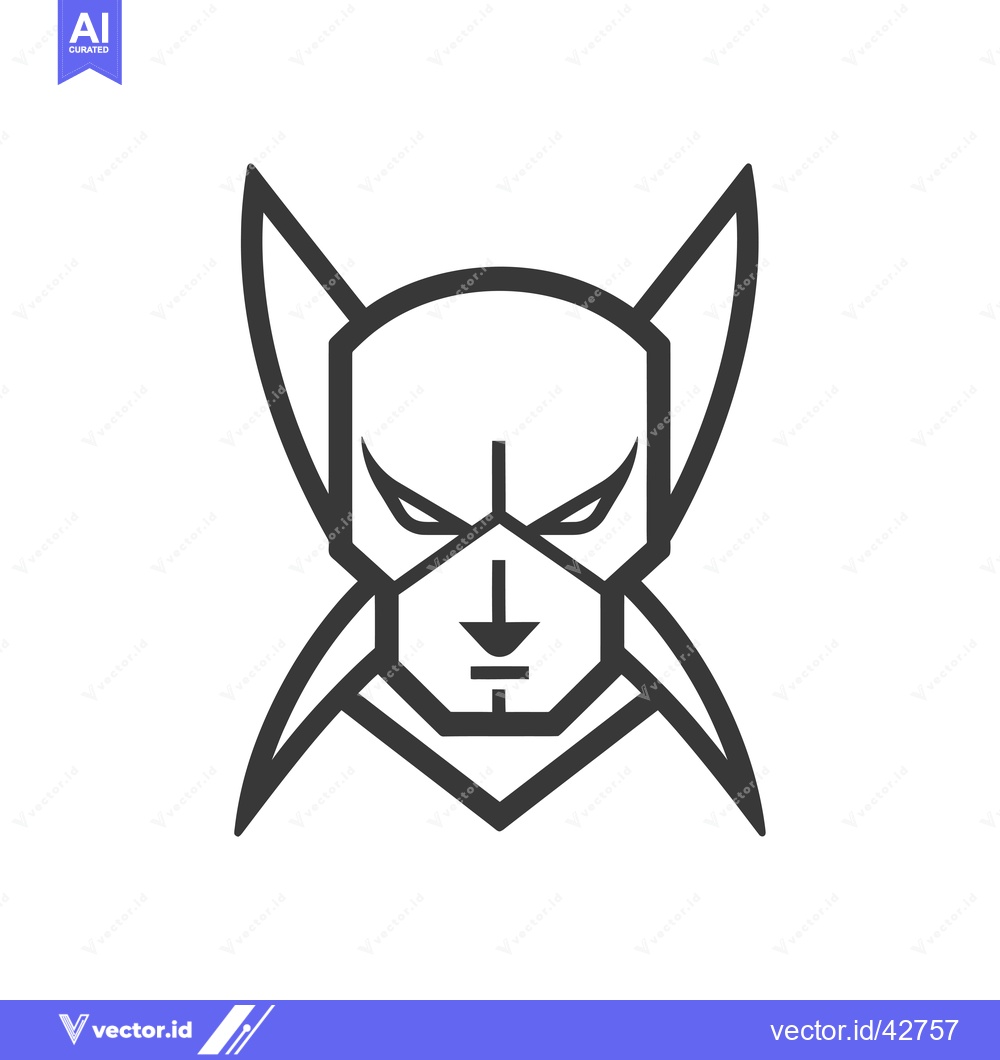 Premium Vector dari Geometric Abstract Black and White Canine Head with Sharp Ears