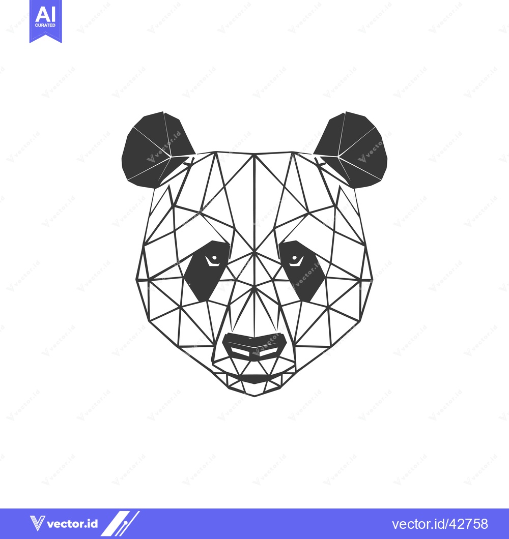 Premium Vector of Geometric Abstract Black and White Panda Head Illustration
