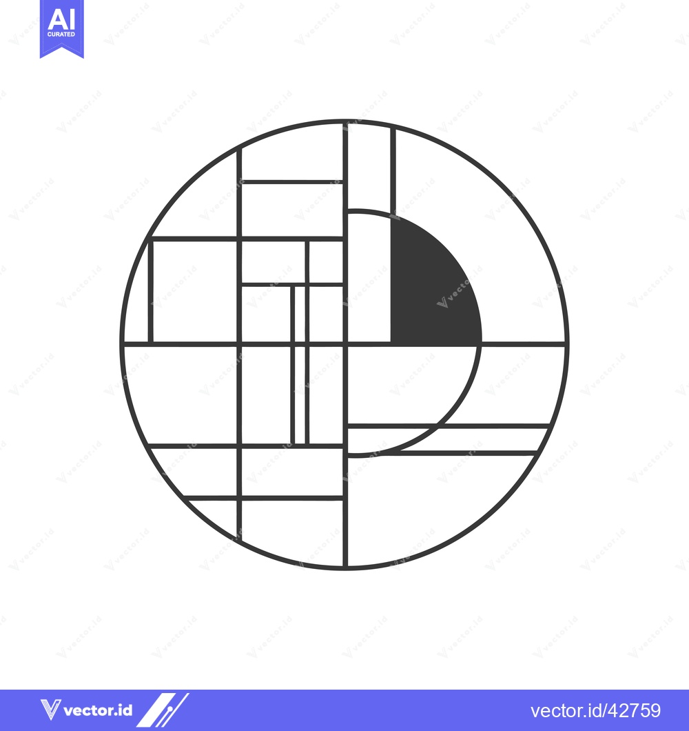 Premium Vector dari Geometric Abstract Circle with Black Lines and Shapes
