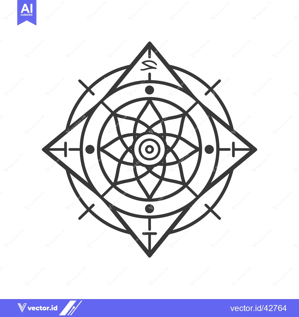 Premium Vector of Geometric Abstract Design with a Central Flower-like Pattern and Cross