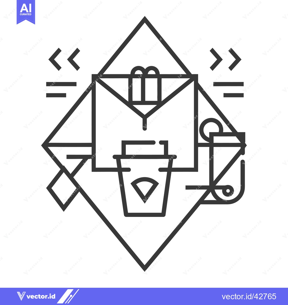 Premium Vector dari Geometric Abstract Design with a Cup, Envelope, and Arrows