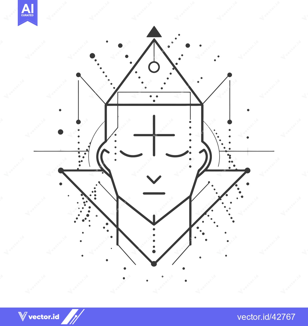 Premium Vector of Geometric Abstract Design with a Human Face and Cross