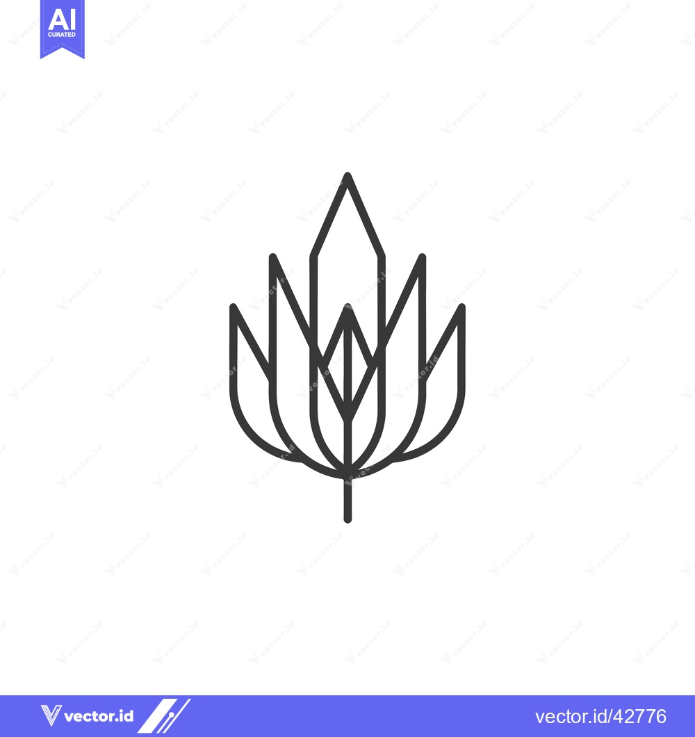 Premium Vector dari Geometric Abstract Flower with Five Petals and a Stem
