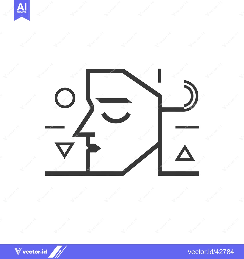 Premium Vector dari Geometric Abstract Line Art Portrait of a Person with Closed Eyes