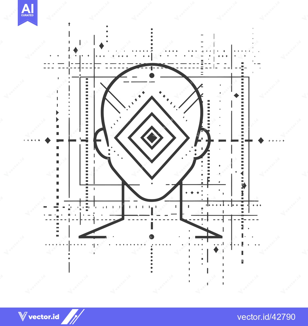 Premium Vector of Geometric Abstract Portrait with Concentric Squares