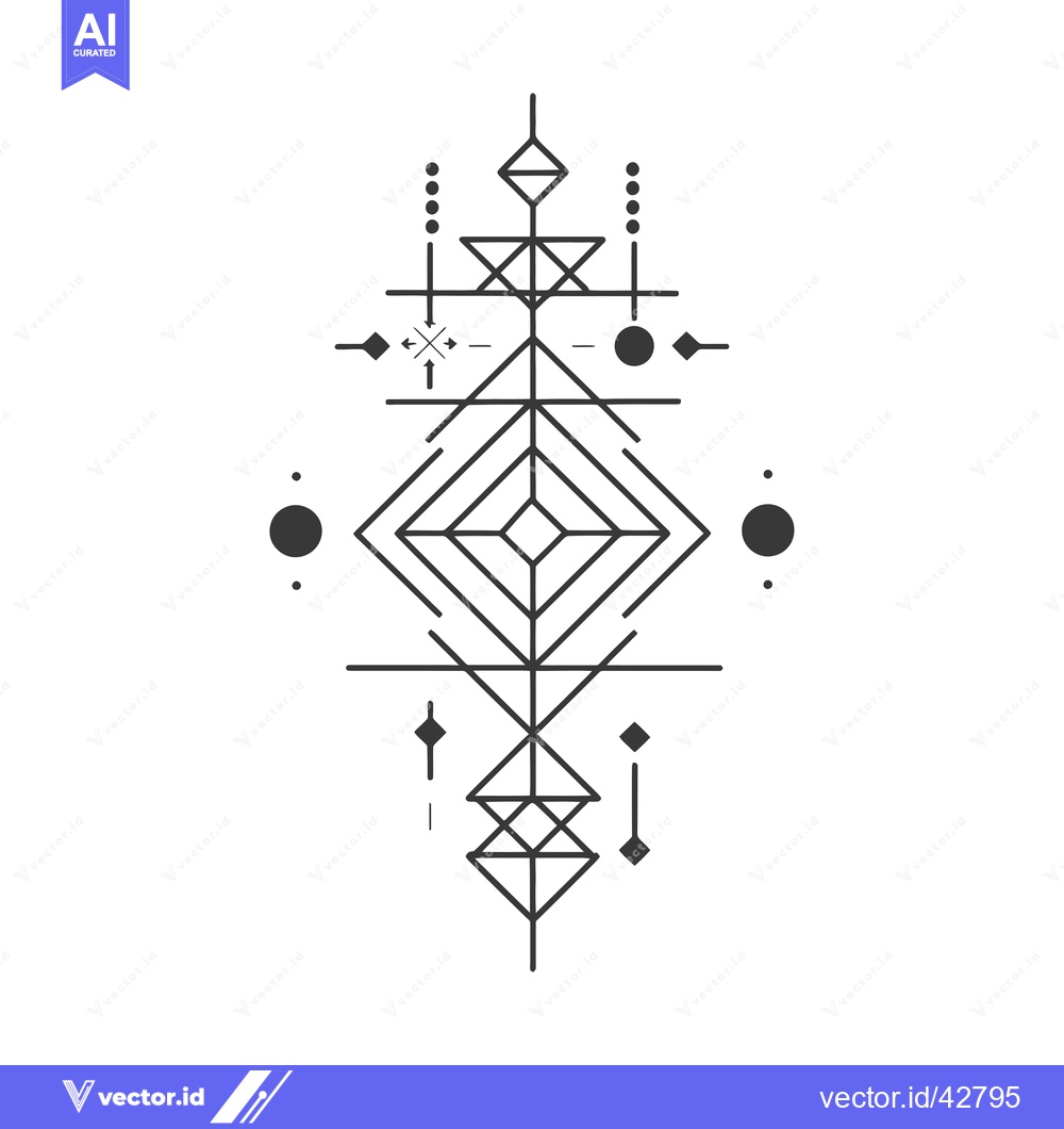 Premium Vector of Geometric abstract symbol with lines, dots, and diamonds