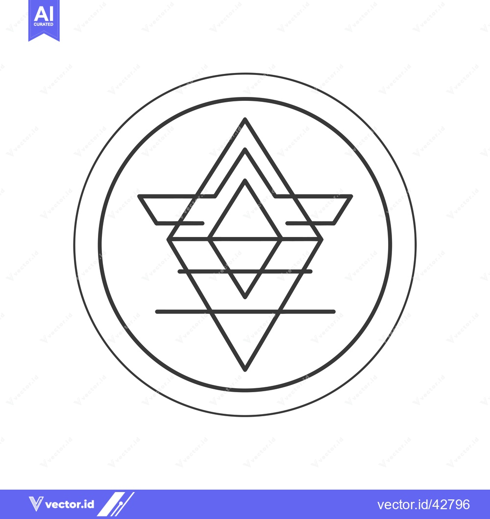 Premium Vector dari Geometric abstract symbol with triangle and circle in black line art