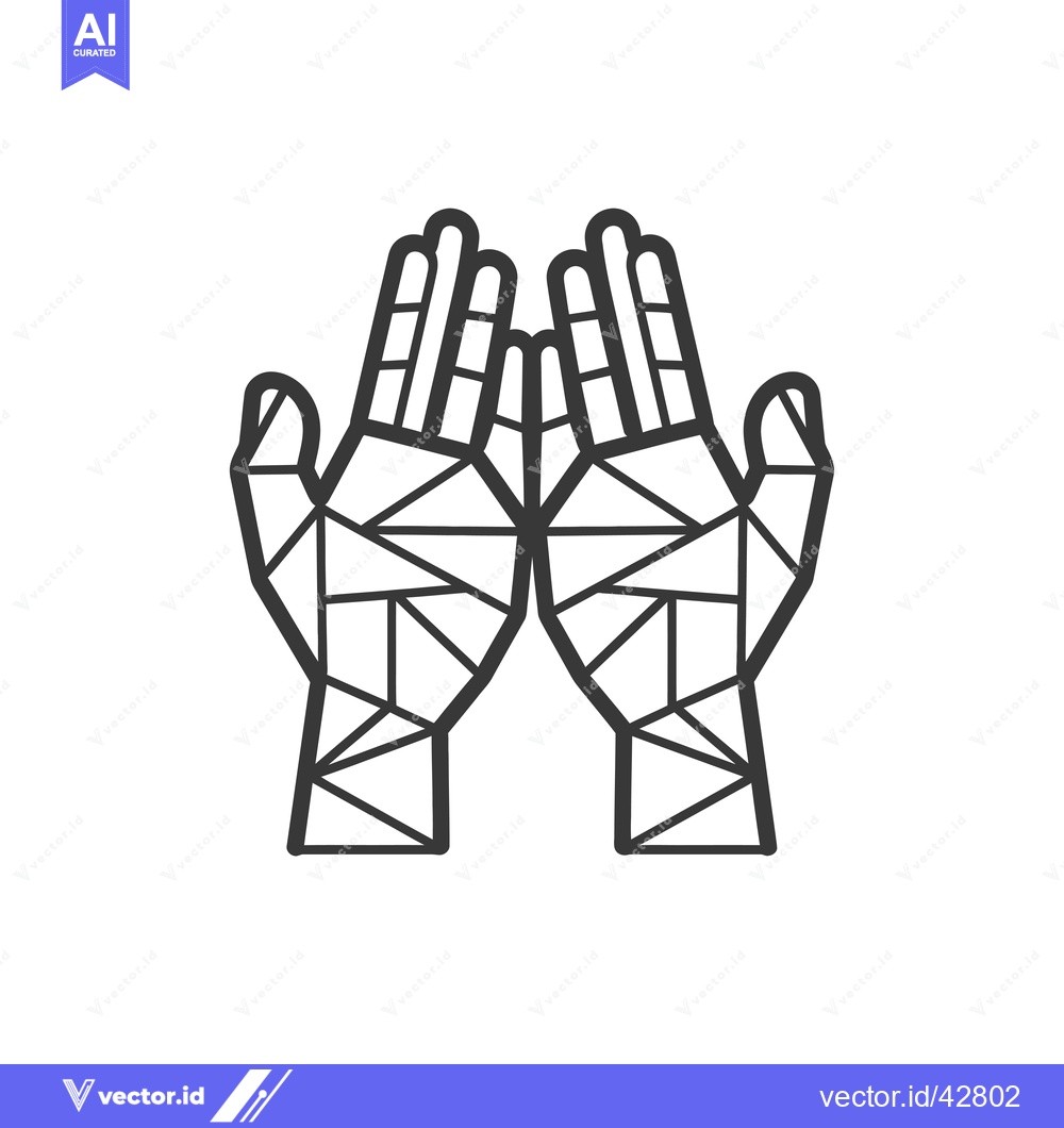 Premium Vector of Geometrically Designed Praying Hands in Outline