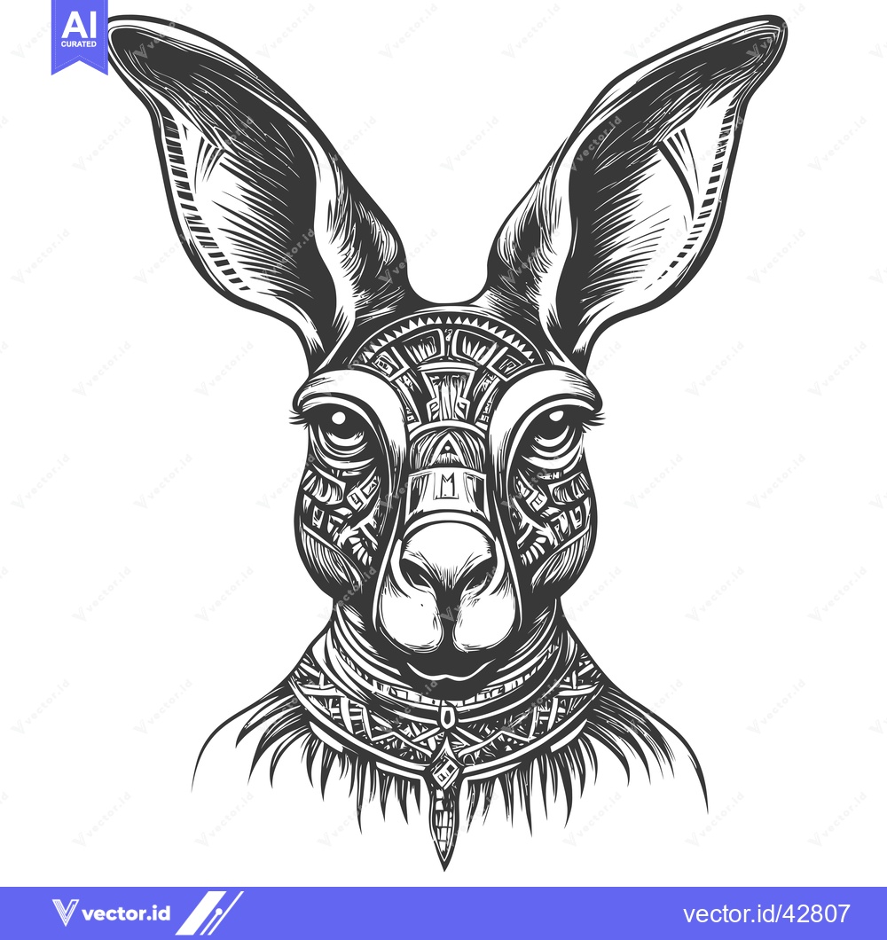 Premium Vector dari Geometrically patterned kangaroo head with a necklace