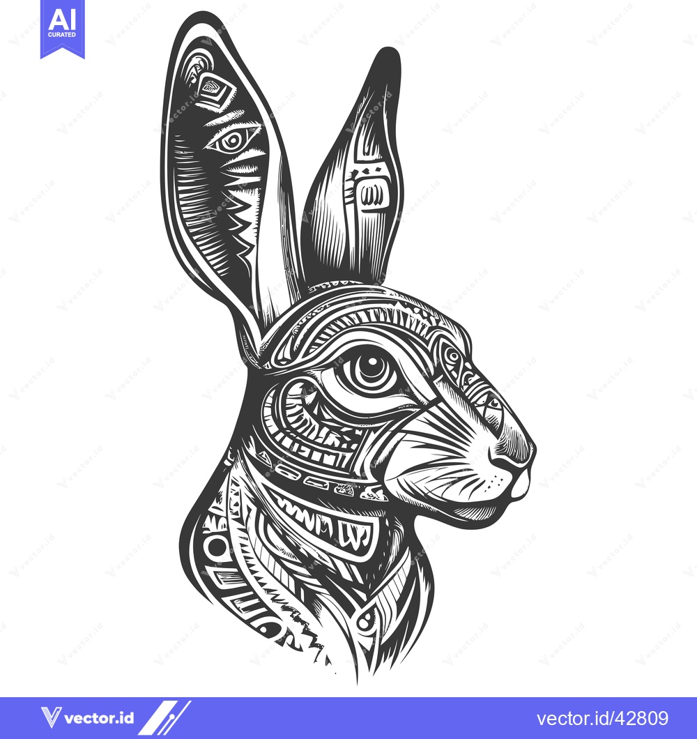 Premium Vector of Geometrically Patterned Rabbit Head Illustration