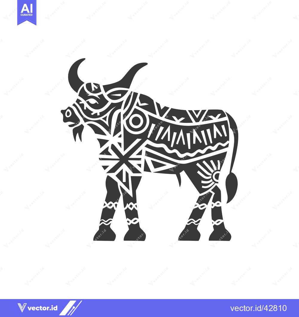 Premium Vector dari Geometrically patterned silhouette of a standing bull