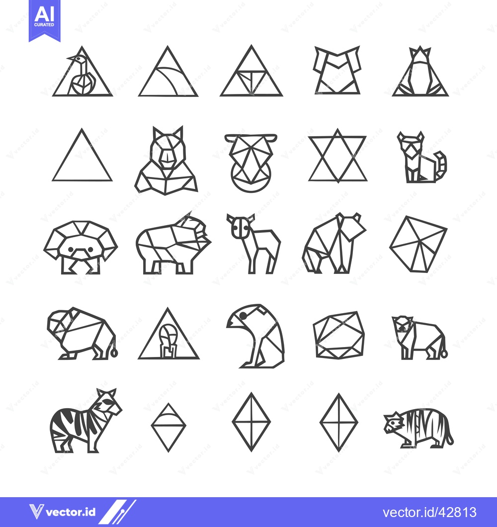 Premium Vector of Geometric Animal and Shape Line Art Illustrations