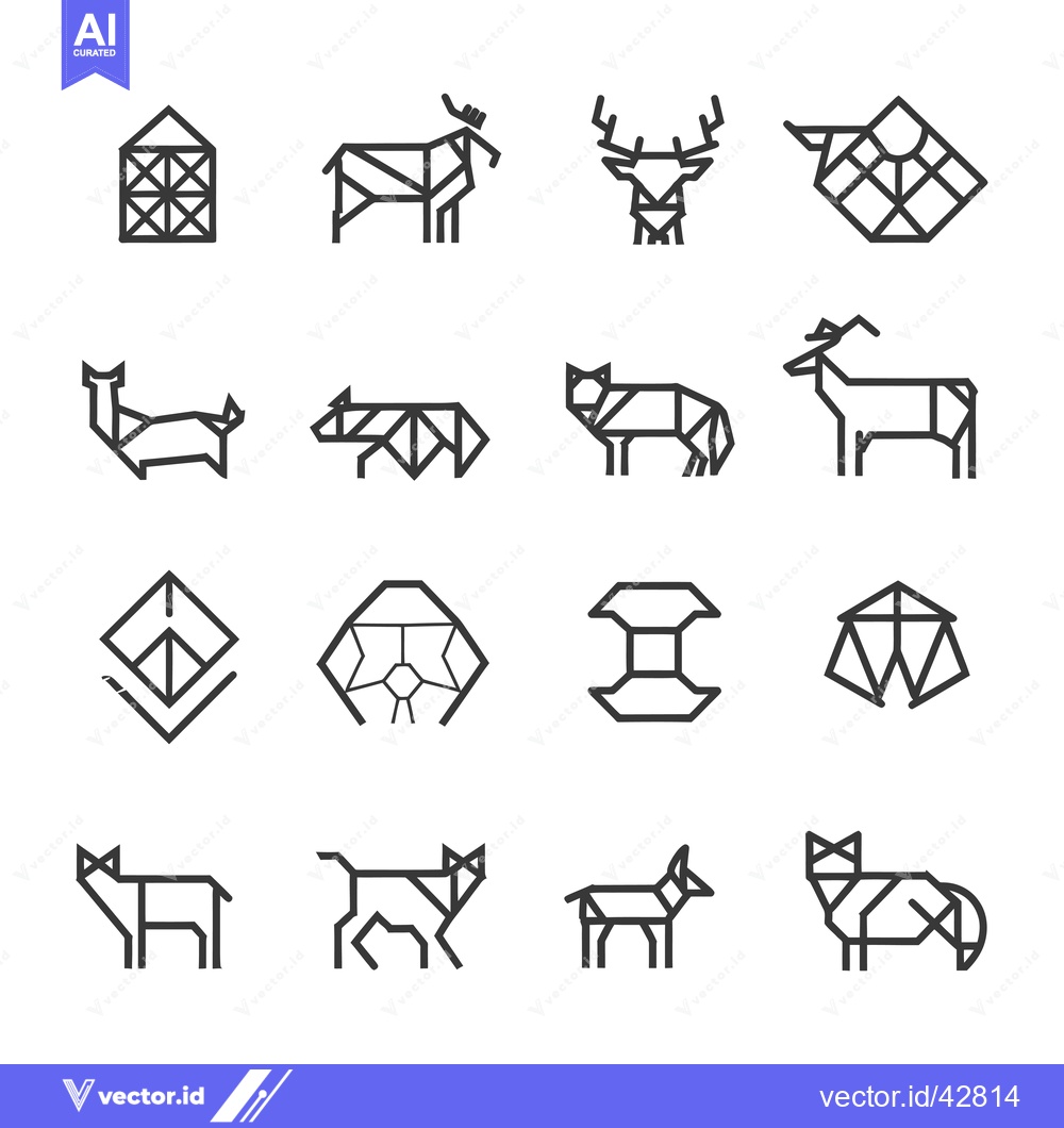 Premium Vector dari Geometric Animal and Structure Line Art Icons