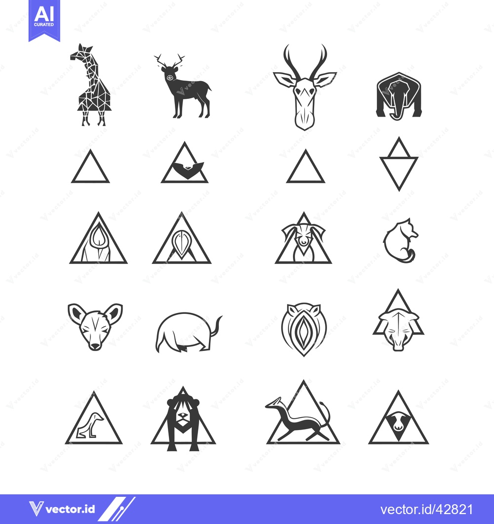 Premium Vector dari Geometric Animal Icons and Triangles