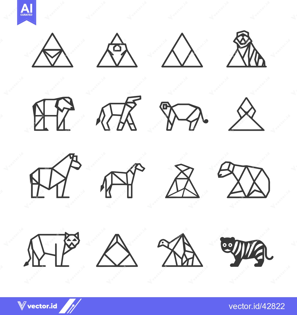 Premium Vector dari Geometric Animal Icons in Triangle Frames