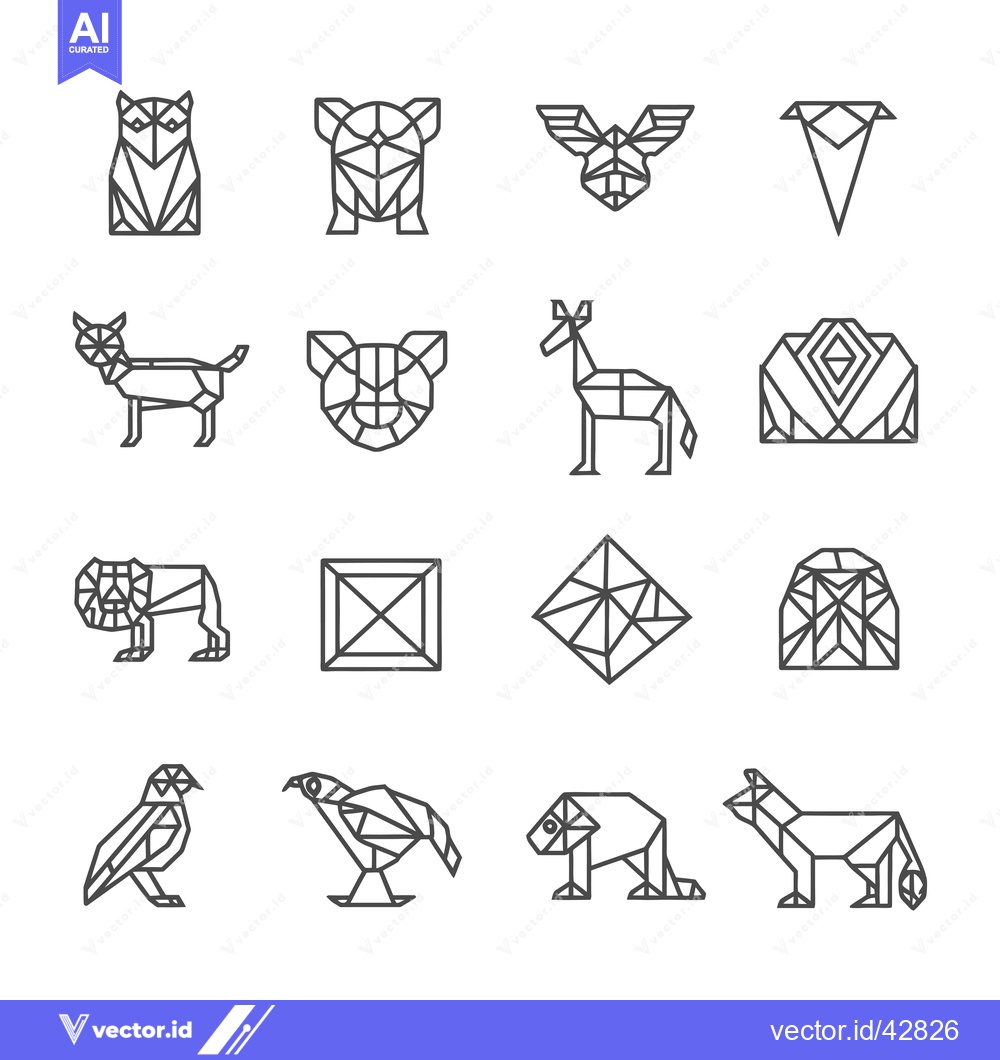 Premium Vector of Geometric Animal Illustrations in Linear Style