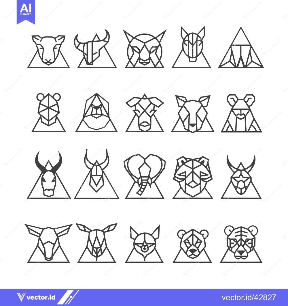 Premium Vector dari Geometric Animal Illustrations in Triangles