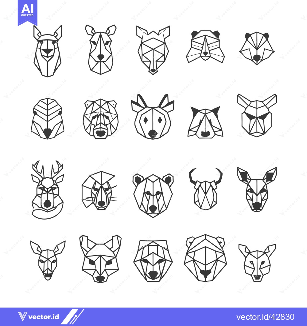Premium Vector dari Geometric Animal Portraits: A Collection of Abstract Wildlife Faces