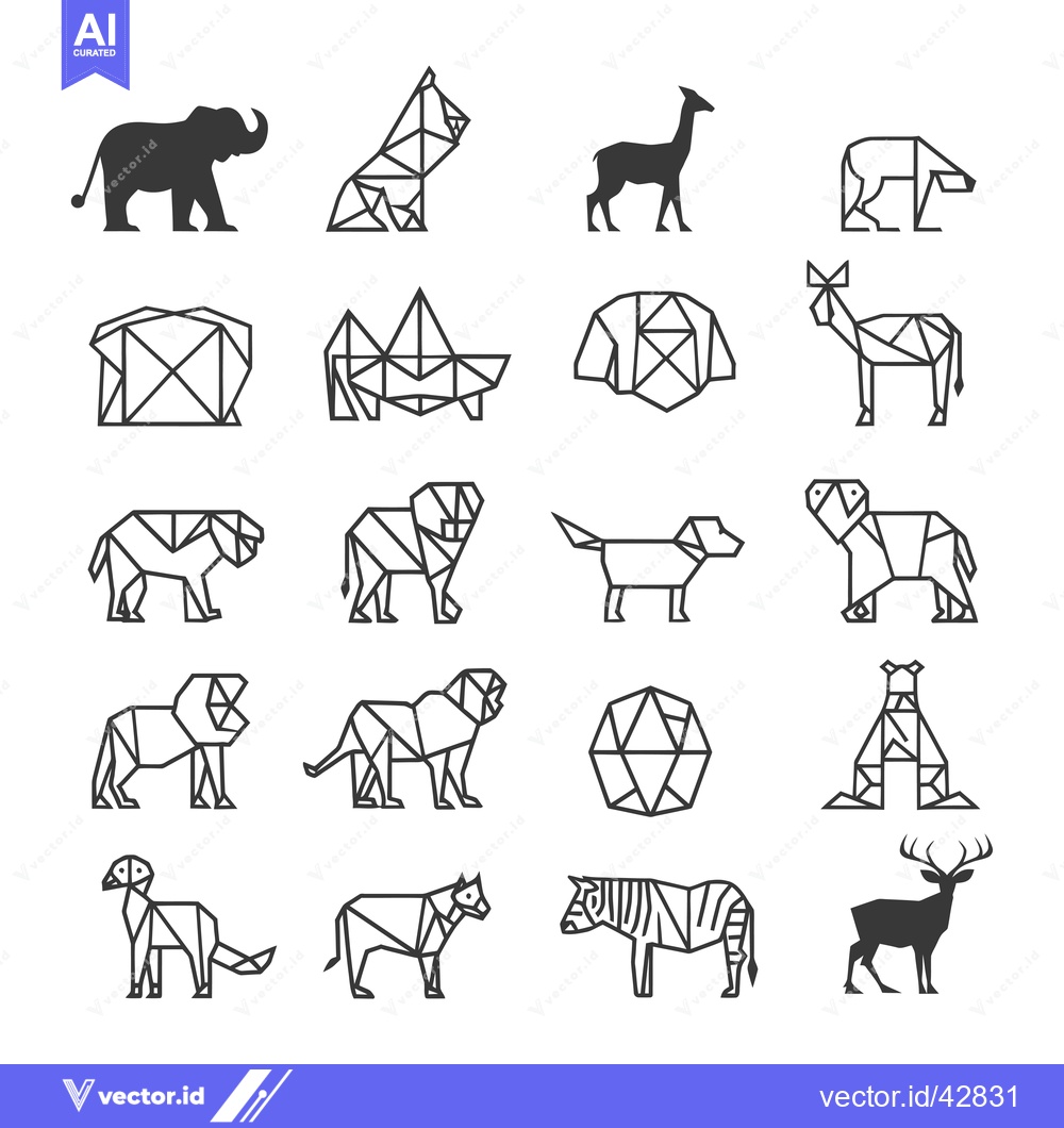Premium Vector dari Geometric Animal Silhouette and Outline Illustrations