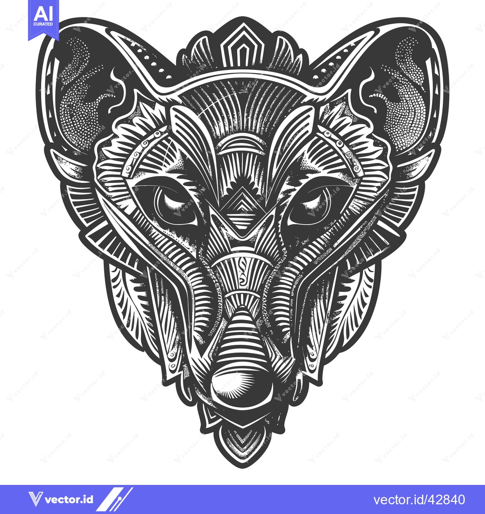 Premium Vector dari Geometric Black and White Illustration of an Animal Head