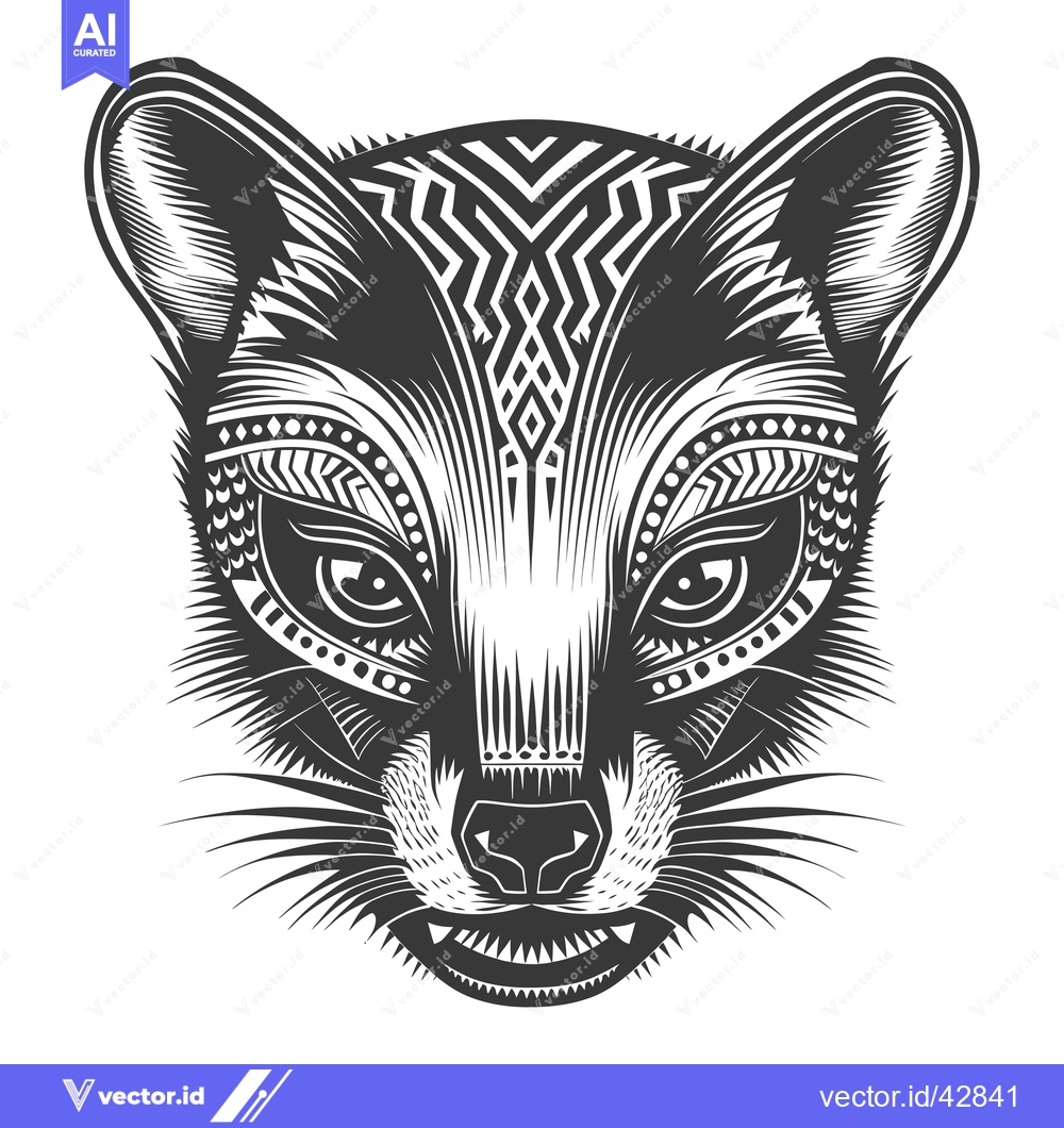Premium Vector dari Geometric Black and White Illustration of an Animal's Face