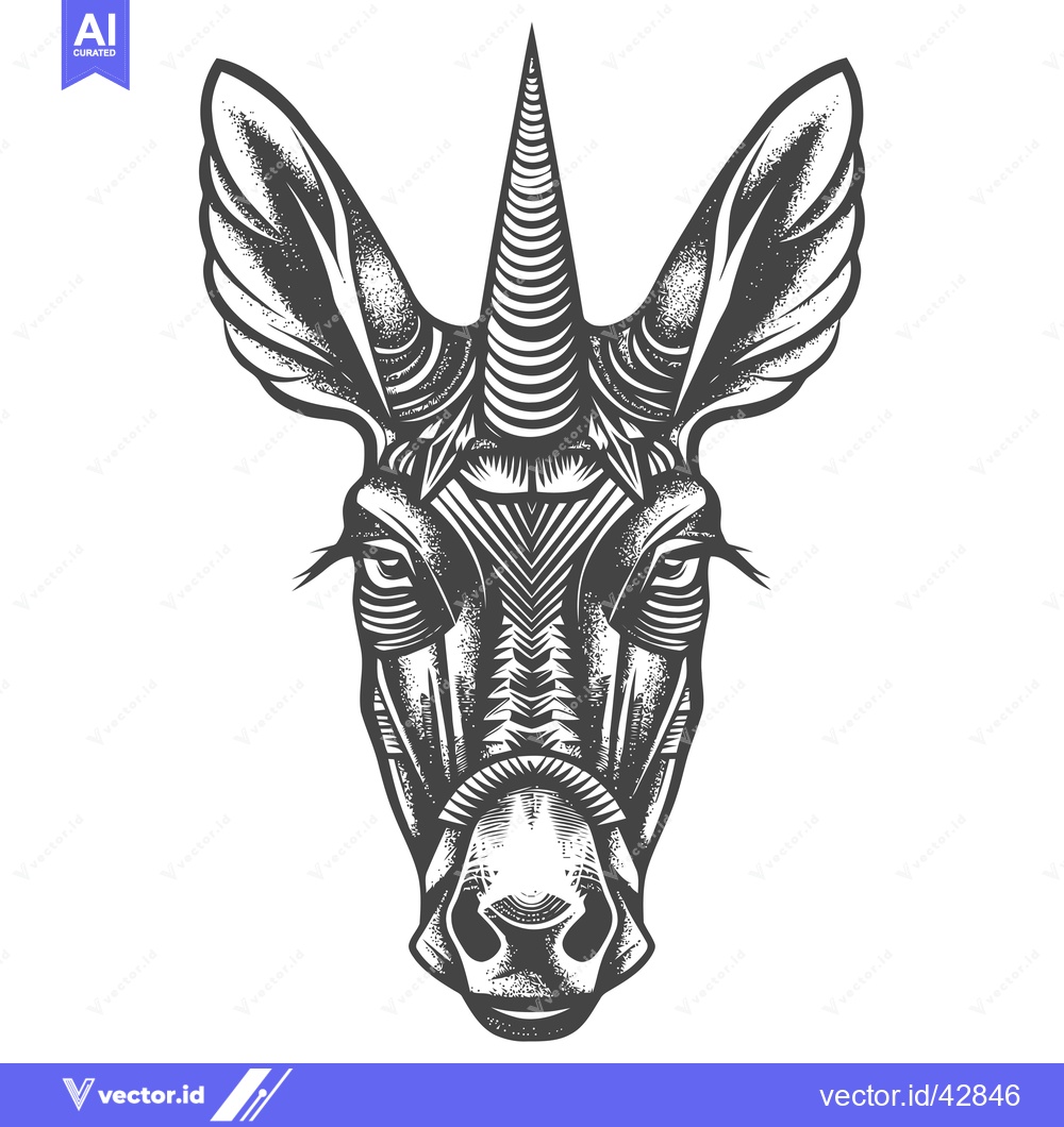 Premium Vector dari Geometric Black and White Unicorn Head Illustration