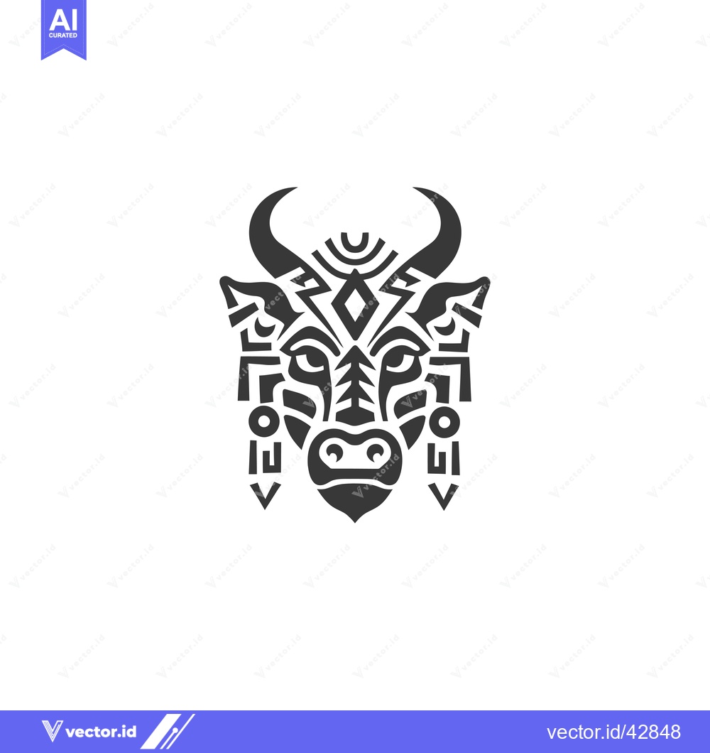 Premium Vector dari Geometric Bull Head with Ornamental Accents