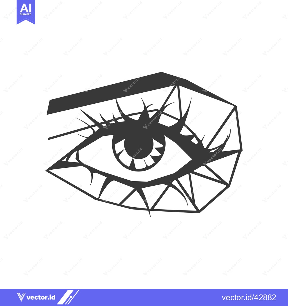 Premium Vector of Geometric Eye with Detailed Eyelashes and Pupil