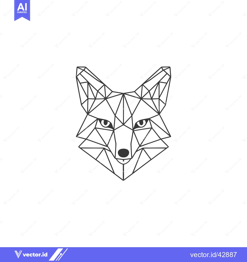 Premium Vector dari Geometric Fox Head Illustration in Black and White