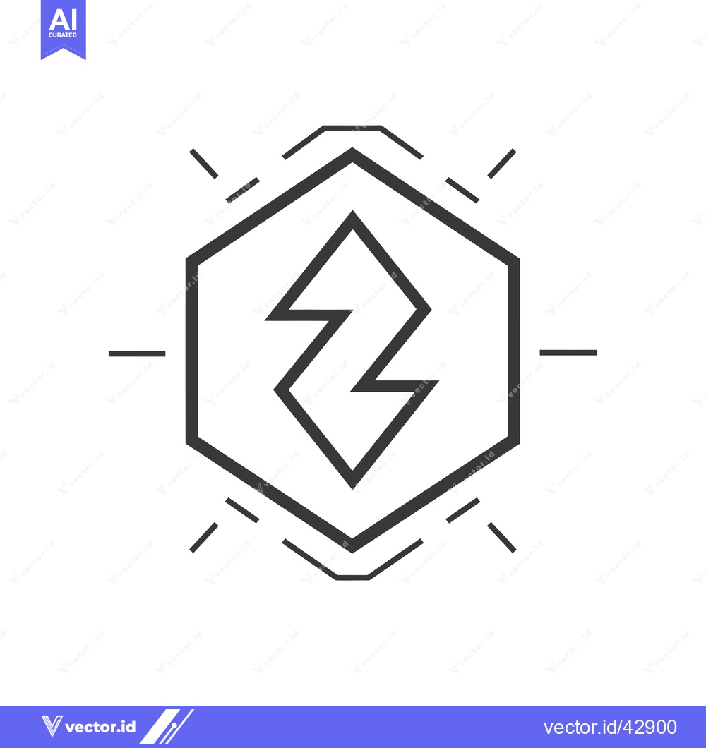 Premium Vector of Geometric Hexagon with Lightning Bolt Symbol and Lines