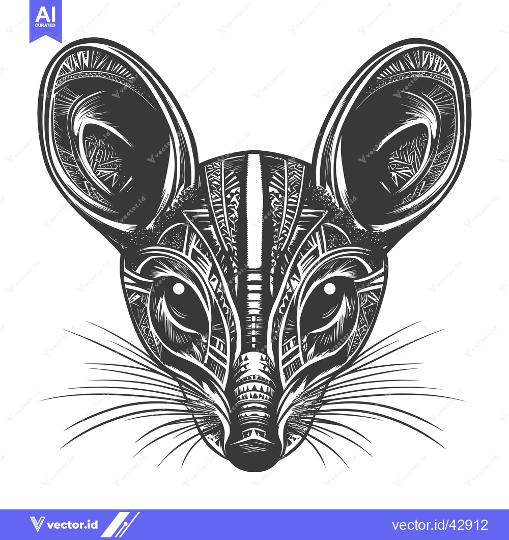 Premium Vector of Geometric Illustration of a Mouse with Large Ears and Whiskers