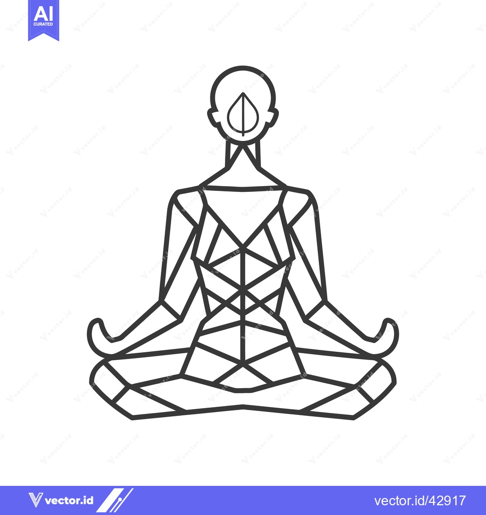 Premium Vector dari Geometric Illustration of a Person in a Yoga Pose with a Leaf
