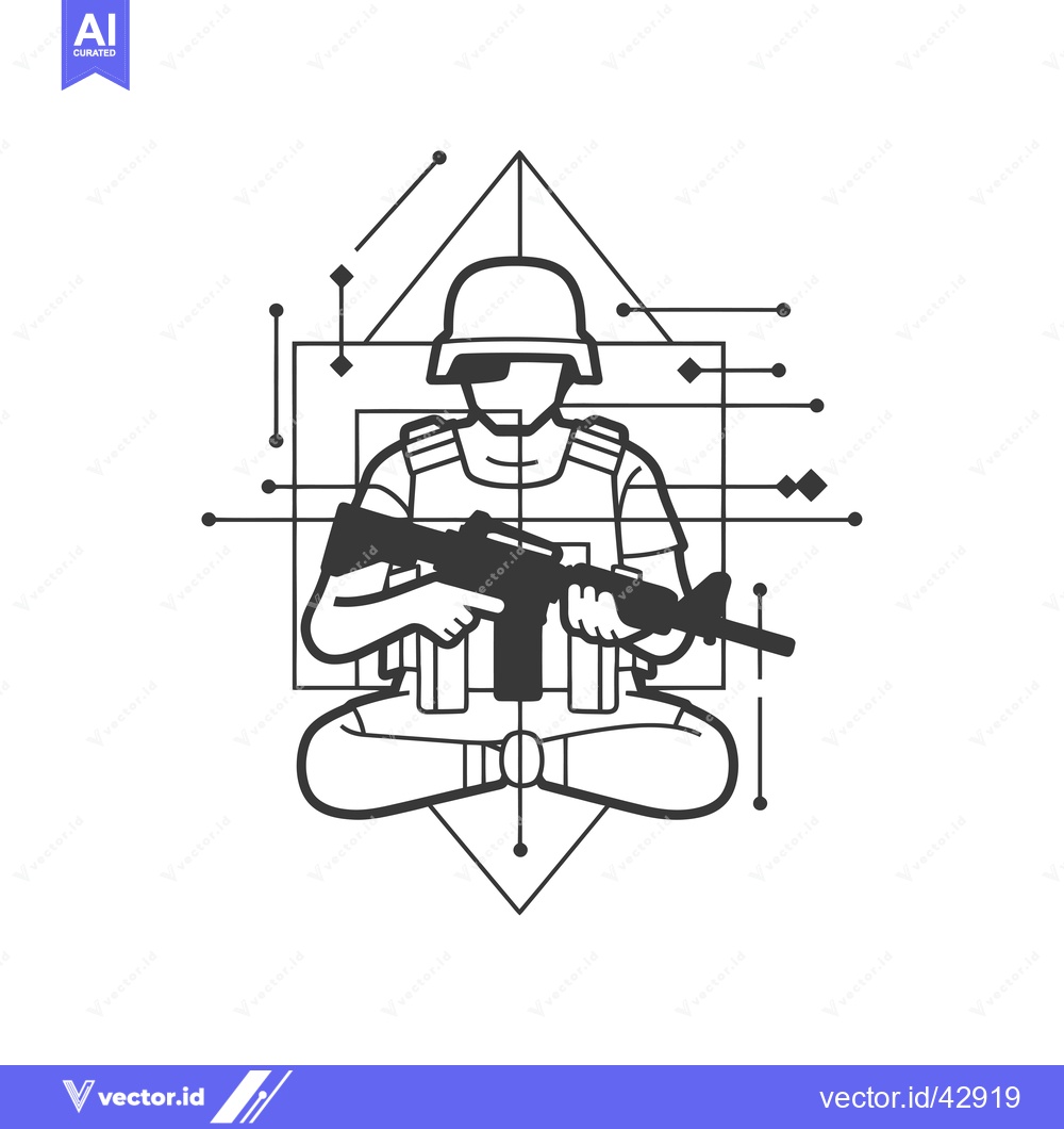 Premium Vector dari Geometric Illustration of a Soldier Holding a Rifle