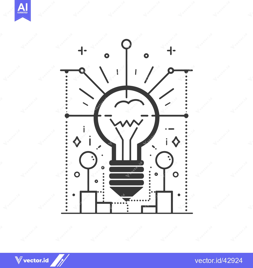 Premium Vector dari Geometric Light Bulb with Abstract Lines and Shapes