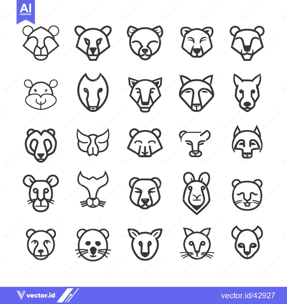 Premium Vector dari Geometric Line Art Animal Icons Set